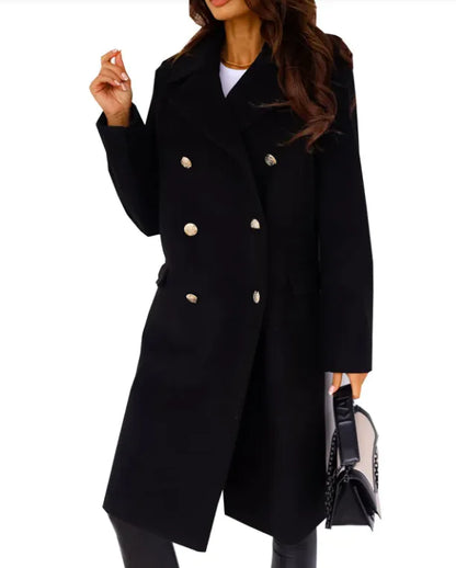 Women's  Long Sleeve Woolen Coat