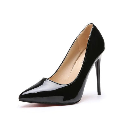 Rubber Pointed Toe High Heels with Thin Heel
