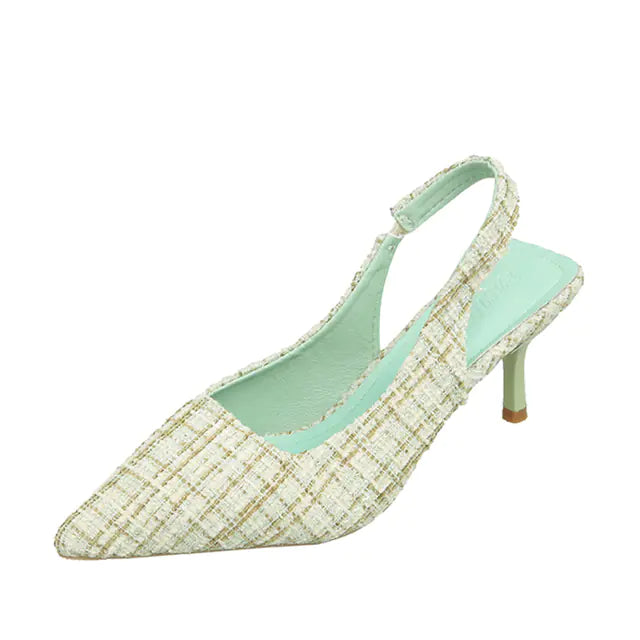 Blue Pointed Toe High Heels Slingbacks for Women