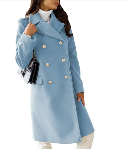 Women's  Long Sleeve Woolen Coat