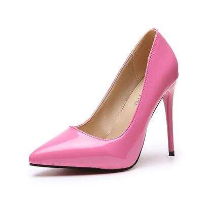 Rubber Pointed Toe High Heels with Thin Heel