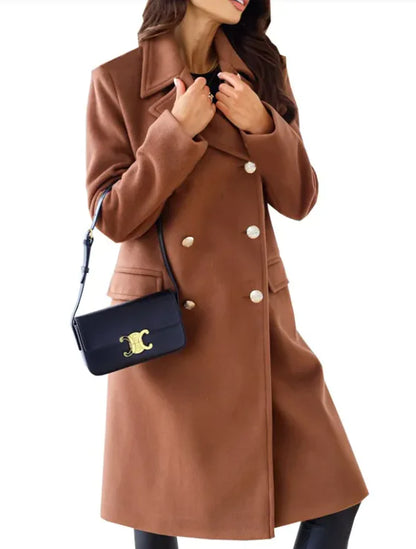 Women's  Long Sleeve Woolen Coat