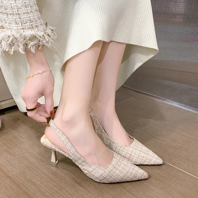 Blue Pointed Toe High Heels Slingbacks for Women