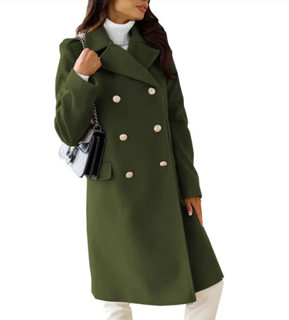 Women's  Long Sleeve Woolen Coat