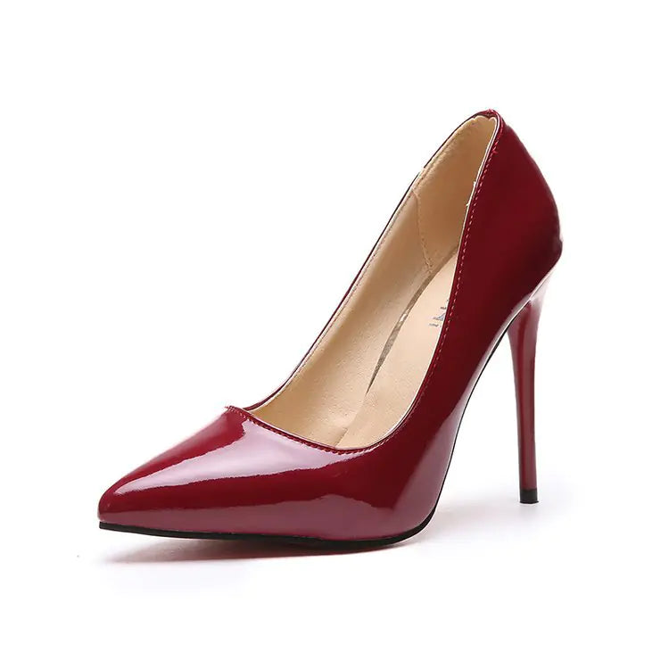 Rubber Pointed Toe High Heels with Thin Heel