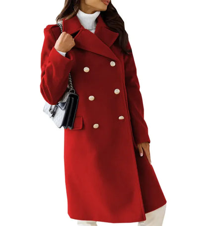Women's  Long Sleeve Woolen Coat