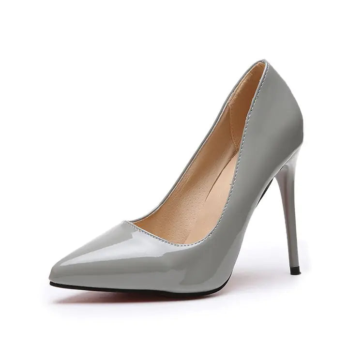 Rubber Pointed Toe High Heels with Thin Heel