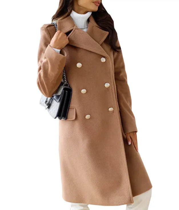 Women's  Long Sleeve Woolen Coat
