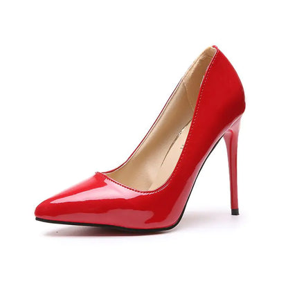 Rubber Pointed Toe High Heels with Thin Heel