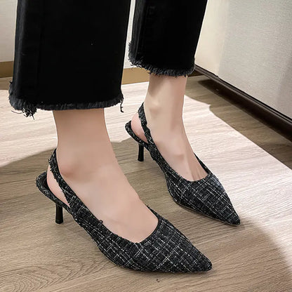 Blue Pointed Toe High Heels Slingbacks for Women