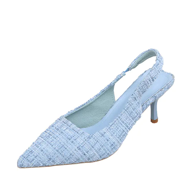 Blue Pointed Toe High Heels Slingbacks for Women